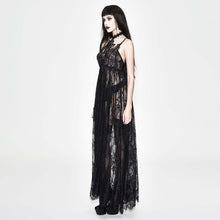 Load image into Gallery viewer, ESKT024S Mysterious Night transparent lace high waist sexy lingerie women halter long dress
