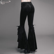 Load image into Gallery viewer, EPT002 sexy women dark patterned stretchy embossed velvet flared pants
