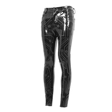 Load image into Gallery viewer, PT133 Cyber punk circuit printed high quality stretchy glazed leather men tight trousers
