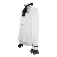 Load image into Gallery viewer, SHT04102 punk wedding Gothic embroidered long sleeve chiffon white men shirt with necktie
