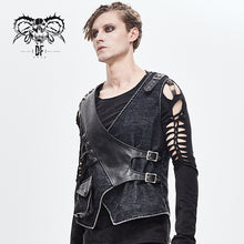 Load image into Gallery viewer, WT050 band Asymmetric punk rock men black waistcoats with pockets
