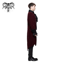 Load image into Gallery viewer, CT02802 winter men red gothic party fake two pieces velvet long coats
