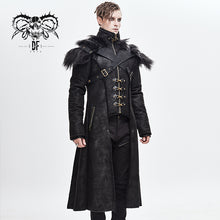 Load image into Gallery viewer, CT150 short front and long back punk fur warm men coat with detachable cape collar
