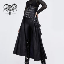 Load image into Gallery viewer, SKT088 chain shaped ribbons zipper up leather big swing punk black women half tunic skirt

