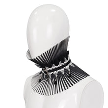 Load image into Gallery viewer, AS124 Gothic pleated black and white turtleneck collar
