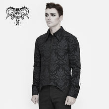 Load image into Gallery viewer, SHT058 fold over cuff Gothic palace pattern printed men basic style black men stretch shirts
