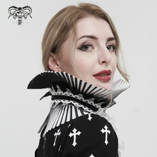 Load image into Gallery viewer, AS124 Gothic pleated black and white turtleneck collar
