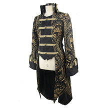 Load image into Gallery viewer, CT091 Pirate Costume gothic Paisley jacquard fake two pieces golden men long coat
