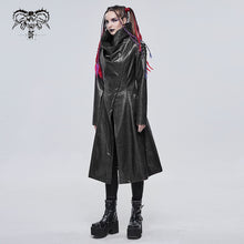 Load image into Gallery viewer, CT17901 punk women winter Black grey puff big collar long leather coat
