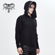 Load image into Gallery viewer, SR008 darkness asymmetrical sleeves designer men punk hooded sweater with loops
