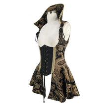 Load image into Gallery viewer, WT018 apricot paisley printing bare breast elegant women lace up gothic waistcoat
