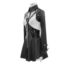 Load image into Gallery viewer, SHT039 Sexy women hollow out design fetish leather dress shirts with straps
