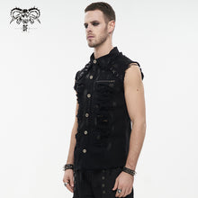 Load image into Gallery viewer, SHT094 black punk sleeveless men&#39;s tattered shirt
