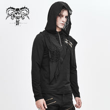 Load image into Gallery viewer, TT140 Devil fashion designer asymmetric tatters worn out hooded winter shirts
