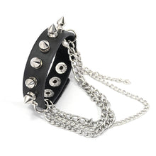 Load image into Gallery viewer, AS078 punk women adjusted size spiked leather bracelet with chains
