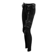Load image into Gallery viewer, PT102 biker daily dark pattern women punk stretchy fitted pants with bags
