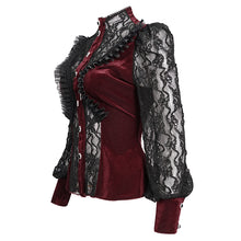 Load image into Gallery viewer, ESHT01502 red fringed iris mesh Goth Shirt

