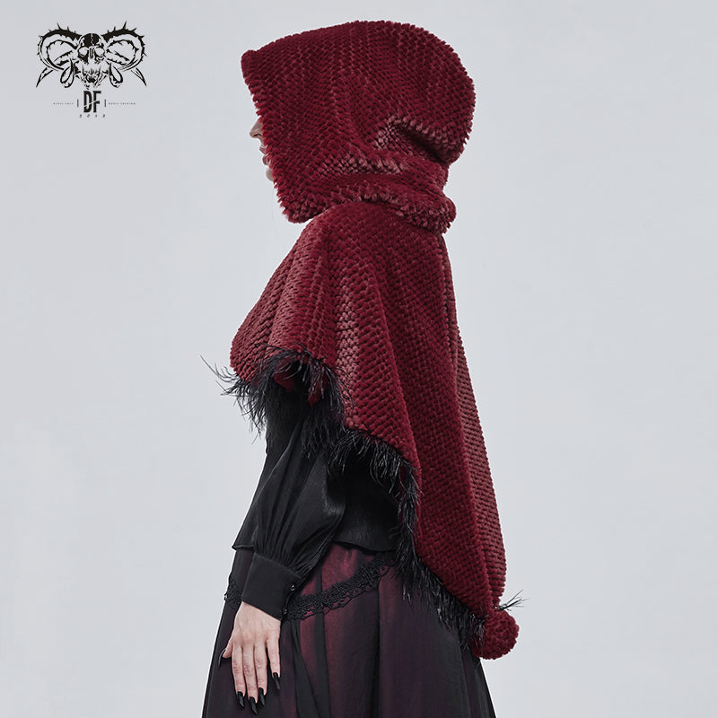 Devil Fashion Red Gothic Long Hooded Cape Coat For Women