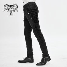 Load image into Gallery viewer, PT111  punk wedding men gothic trousers with side bottons and side flocking
