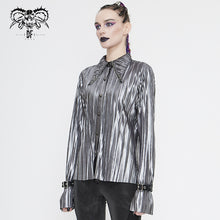 Load image into Gallery viewer, SHT05502 Cyberpunk silver black pleated blouse
