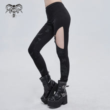 Load image into Gallery viewer, PT148 Ripped spider web printed asymmetrical leggings
