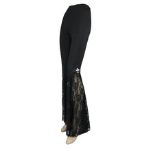 Load image into Gallery viewer, PT050 Gothic women cross decoration knit lace bell bottoms pants
