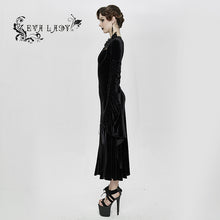 Load image into Gallery viewer, ESKT026 flocking pattern trumpet sleeve sexy ladies gothic party fitted velvet dress
