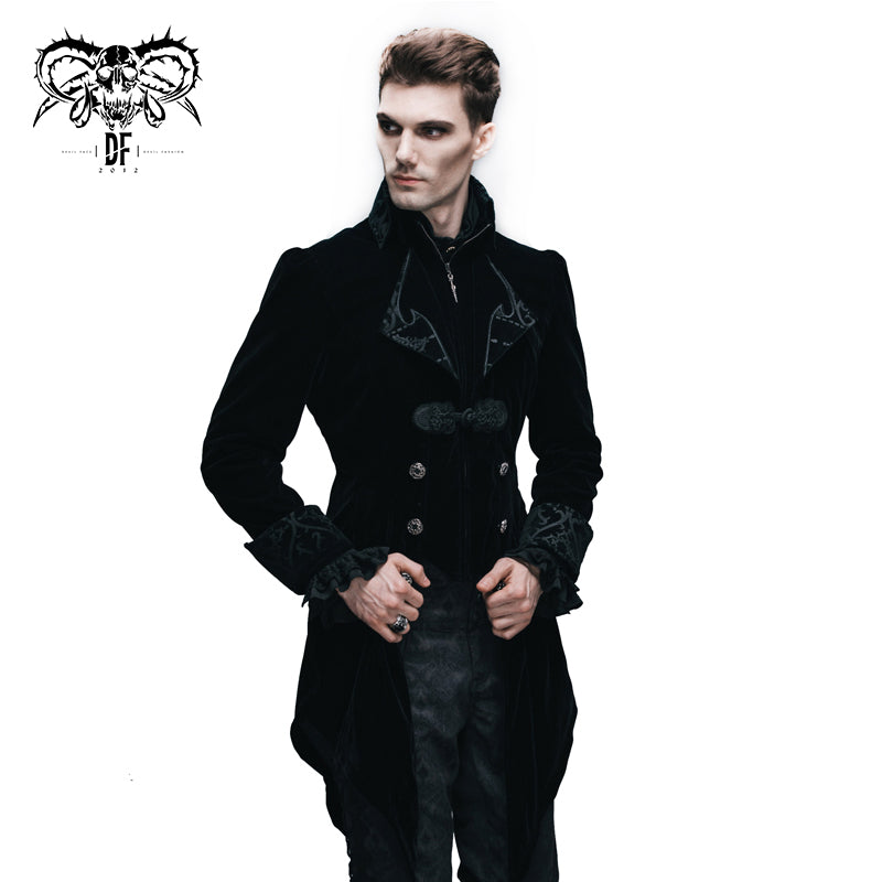 CT02201 western fashion gothic embroidered collar black men velveteen Tuxedo