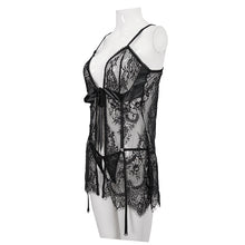 Load image into Gallery viewer, SX006 One-piece sexy lace suspender dress with separate crotch bottom
