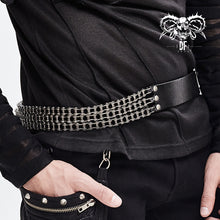 Load image into Gallery viewer, AS070 heavy metal bicycle chain motorcycle punk men black leather belt

