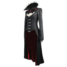 Load image into Gallery viewer, CT07302 Black and red floral high collar embroidered women dress coat
