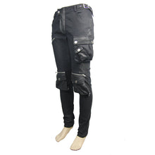 Load image into Gallery viewer, PT06701 Black punk rock multi-bag men trousers with zipper
