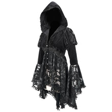 Load image into Gallery viewer, CT166 Gothic flower mesh fake two pieces flared sleeves women hooded coats
