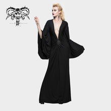 Load image into Gallery viewer, SKT040 chinese frog button sexy women bat sleeve deep V neck evening dress
