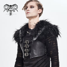 Load image into Gallery viewer, WT030 Hallowmas darkness punk men fur shawl short leather vests with loops
