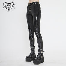 Load image into Gallery viewer, PT125 Women punk dark fringe patent leather spliced leggings

