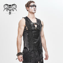Load image into Gallery viewer, TT127 Summer wasteland punk worn dark dirty sleeveless men fitted vest with loops
