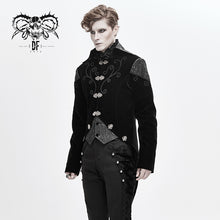 Load image into Gallery viewer, CT14001 vintage fastener gothic men black fake two pieces embroidered velvet jackets
