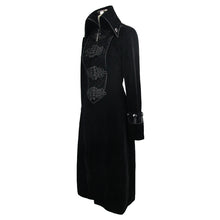 Load image into Gallery viewer, CT06101 Gothic black patchwork big chinese frog velveteen women long coat
