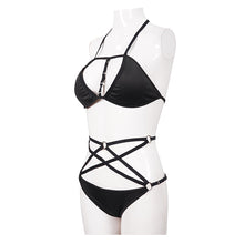 Load image into Gallery viewer, SST009 Punk 4 point star bikini swimsuit set
