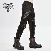 Load image into Gallery viewer, PT117 metallic spiked brown ragged steampunk slim men trousers
