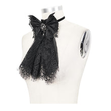 Load image into Gallery viewer, AS07301 black Gothic lace bow tie with diamonds
