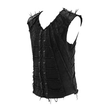 Load image into Gallery viewer, TT121 Summer punk rock patchwork unedged distressed men vest
