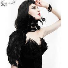 Load image into Gallery viewer, ECA006 Gothic sexy ladies one-shoulder feather velveteen collar with metal clasp
