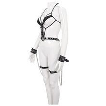 Load image into Gallery viewer, SX009 punk women Pentagram sexy belt underwear with t-back and leather handcuffs

