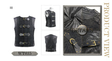 Load image into Gallery viewer, WT035 Men coarse texture woolen patchwork punk leather waistcoat with loops
